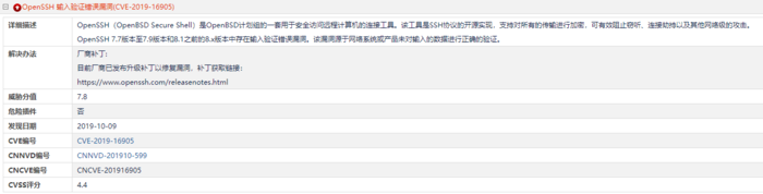 Linux中 OpenSSH 输入验证错误漏洞(CVE-2019-16905) 修复解决方案