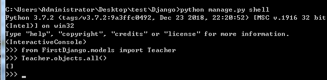 在Window环境下，使用Django shell 命令查询数据库