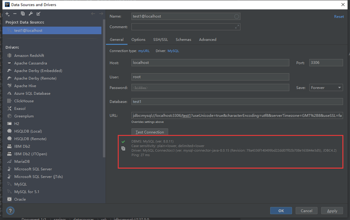 IDEA连接MySQL测试连接失败解决方法