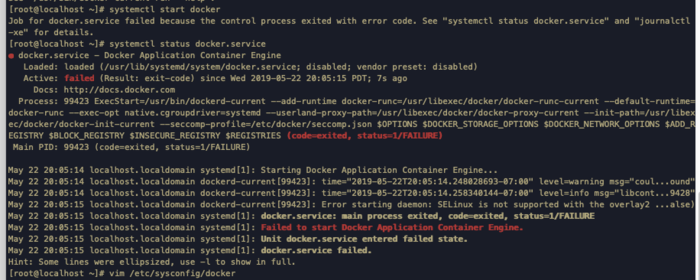 Docker 启动报错 Error starting daemon: SELinux is not supported with the overlay2 ...alse)