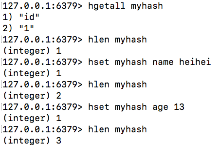 Redis中对Hash类型的操作命令