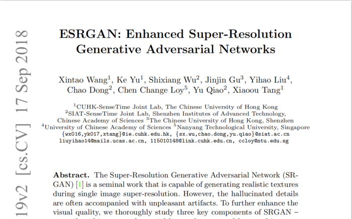 深度学习文献代码阅读-超分辨(ESRGAN)