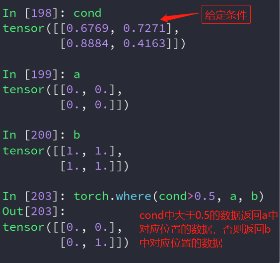 pytorch高阶OP操作where，gather
