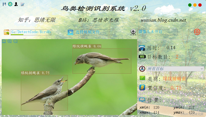 基于深度学习的鸟类检测识别系统（含UI界面，Python代码）