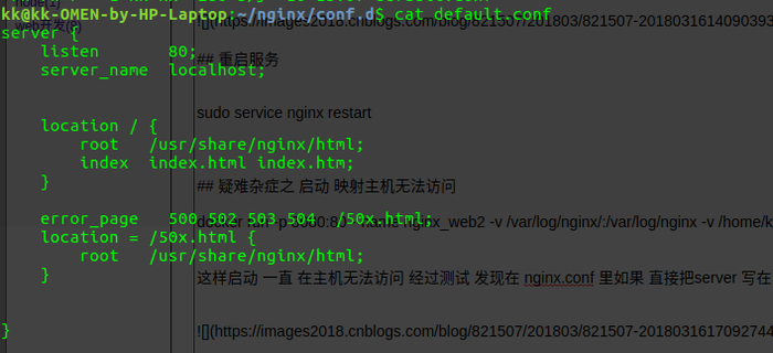 docker 安装的nginx 的默认配置