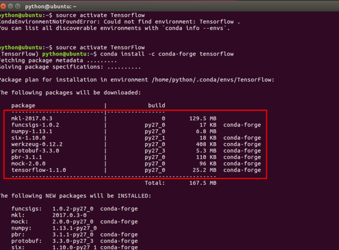 ubuntu安装Anaconda2-4.4.0+TensorFlow